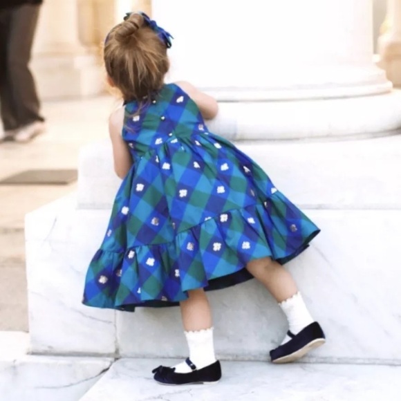 Janie And Jack Plaid Blue And Green Dress 12-18 Months NEW - Picture 2 of 7